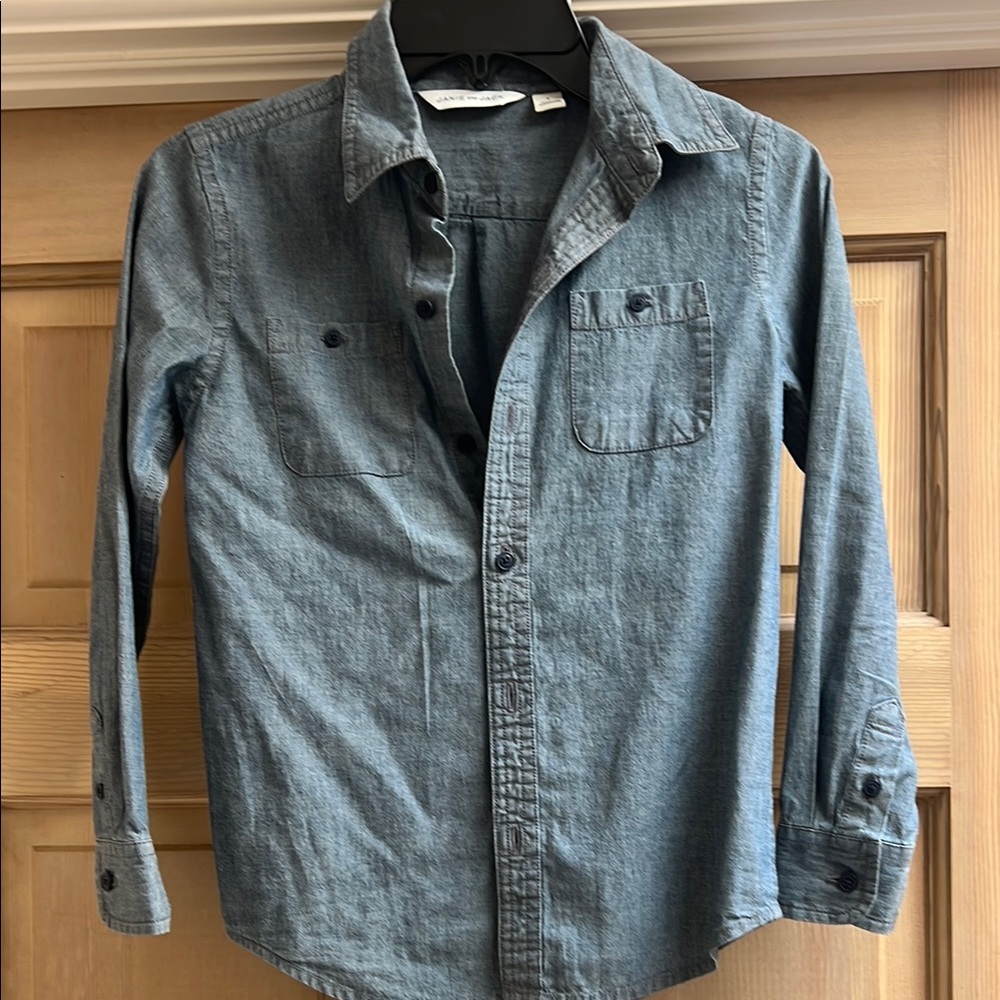 Janie and Jack Blue Denim button down Shirt Boys size 6